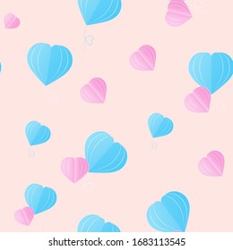 Seamless heart and balloon pattern background, Vector balloon heart, Seamless backgrounds and wallpapers for fabric, packaging, Decorative print, Textile, repeating pattern