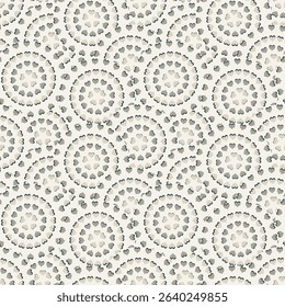 Seamless heart circular beige and gray mandala textured pattern background .Modern trendy endless background used textiles, tiles, wallpapers..,