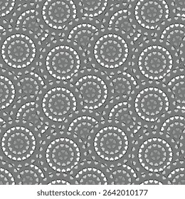 Seamless heart circular black and white theme mandala textured pattern background .Modern trendy endless background used textiles, tiles, wallpapers..,