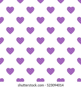 Seamless heart with diagonal lines background purple