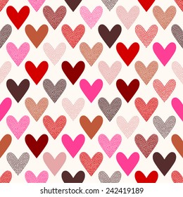 seamless heart doodle dots pattern