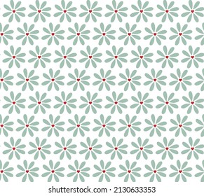 Seamless heart floral pattern with many hearts and flowers in gentle tones. Romantic design with Valentine's day Cute pictures of turquoise flowers with red heart.