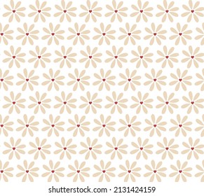 Seamless heart floral pattern with many hearts and flowers in gentle tones. Romantic design with Valentine's day Cute pictures of half white flowers with red heart.