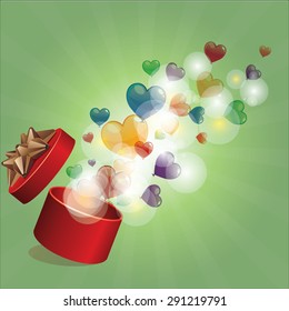 Seamless heart on green  background. Valentine's day