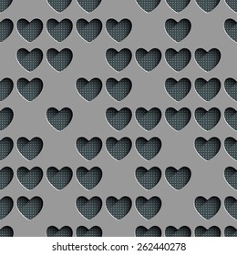 Seamless Heart Pattern. Abstract Gray Background. Vector Regular Texture