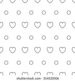Seamless heart pattern in black and pink. Retro background. Design element for wallpaper, web site background, baby shower invitation, birthday card, scrapbooking, fabric print. Vector illustration.