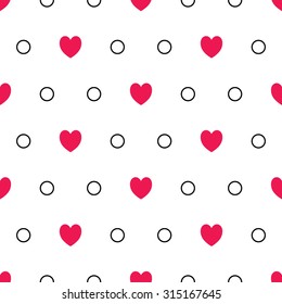 Seamless heart pattern in black and pink. Retro background. Design element for wallpaper, web site background, baby shower invitation, birthday card, scrapbooking, fabric print. Vector illustration.