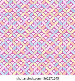Seamless Heart pattern in colorful suitable for print, wallpaper or fabric design. Vector illustration.