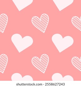 Seamless heart pattern for valentine’s day. Hearts shape. For wrapping paper and backgrounds. Vector romantic design.