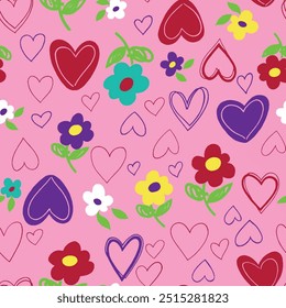 Seamless heart pattern design art work.