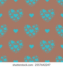 Seamless heart pattern design, for Valentine's Day or romantic themes. Mocha mousse color palette