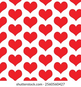 A seamless heart pattern featuring evenly spaced hearts arranged in a repetitive design. The simple and clean layout makes it ideal for backgrounds, wallpapers, textiles, and decorative designs.