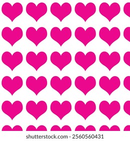 A seamless heart pattern featuring evenly spaced hearts arranged in a repetitive design. The simple and clean layout makes it ideal for backgrounds, wallpapers, textiles, and decorative designs.