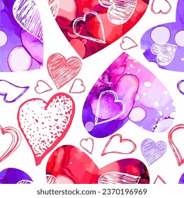 Seamless heart pattern. hand drawing. Not AI, Illustrat3. Vector illustration