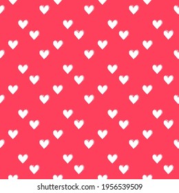 Seamless heart pattern hand painted with ink brush