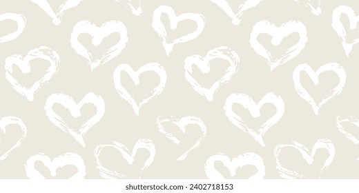 Seamless heart pattern. Hand painted with ink. Graphic design element for web sites, stationary printables, fabric, scrapbooking etc. Vector illustration