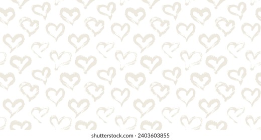 Seamless heart pattern. Hand painted with ink. Graphic design element for web sites, stationary printables, fabric, scrapbooking etc. Vector illustration
