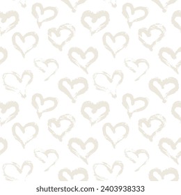 Seamless heart pattern. Hand painted with ink. Graphic design element for web sites, stationary printables, fabric, scrapbooking etc. Vector illustration
