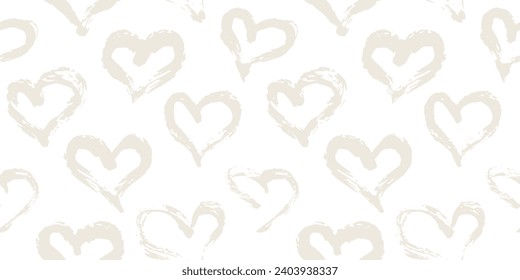 Seamless heart pattern. Hand painted with ink. Graphic design element for web sites, stationary printables, fabric, scrapbooking etc. Vector illustration