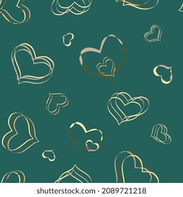 seamless heart pattern on a green background