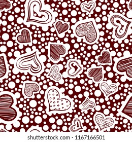 Seamless heart pattern on paper texture. Valentine's day background