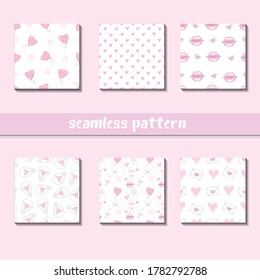 Seamless heart pattern on paper texture. Valentine's day background