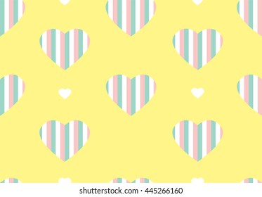 Seamless heart pattern on pastel background. Love Vector Illustration. Polka dots seamless pattern with hearts. Valentines day background.