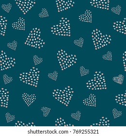 Seamless heart pattern on teal. Creative Design. Vector Illustration