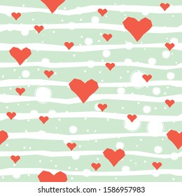Seamless Heart Pattern on white. Hand Drawn Design. Great for wall art design, gift paper, wrapping, fabric, textile, etc.