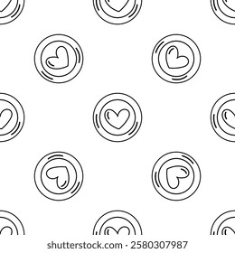 Seamless heart pattern outline doodle illustration with pastel colors

