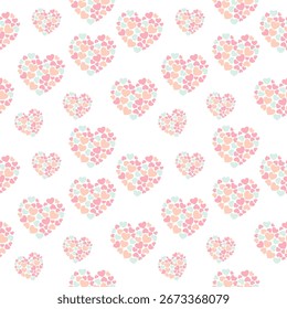 Patrón de corazón sin fisuras con Vector de símbolos de amor en pastel