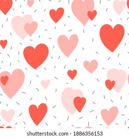 Seamless heart pattern. Repetitive hand draw illustration.