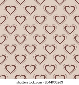 Seamless heart pattern in retro colors . Vertical striped pattern with polka dot. Geometric vector pattern. Vintage ornament for wallpaper, printing on the packaging paper, textiles