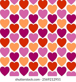 Seamless heart pattern, romantic design.Light orange represents inclusivity, white represents the unique relationship between women, pink represents peace and tranquility,dark rose represents feminism