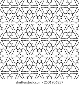 Seamless heart pattern with triangle shapes on white background. Suitable for decoration designs, textiles, wallpapers, backgrounds, etc.