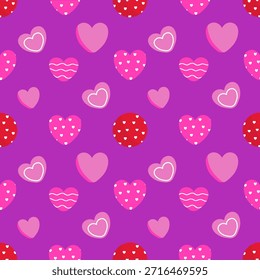 Nahtloses Herzmuster. Valentinstag Mit Elementen der Liebe aus dem Herzen rosa Hintergrund erstellt Vektorgrafik. 14 Februar, Happy Day , Stoffmuster, Geschenkpapier, Valentinstag, Vektor.