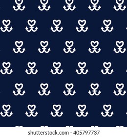 Seamless a?chor heart pattern. Vector illustration.