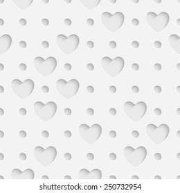 Seamless Heart Pattern. Vector Soft Background. Regular White Texture