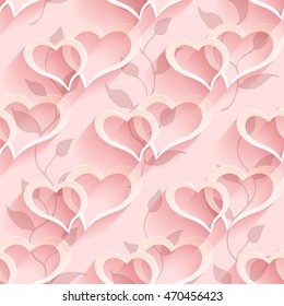 Seamless Heart Pattern. Vector Soft Background. Regular Pink Texture