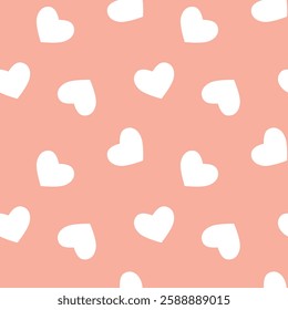 Seamless heart pattern. Vector white Hearts seamless pattern on beige background. Valentines heart seamless pattern, cute Valentines day heart pattern