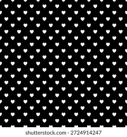 Patrón de corazón sin fisuras. Corazones blancos sobre fondo negro. Textura de Vector romántica moderna para el embalaje y la moda.