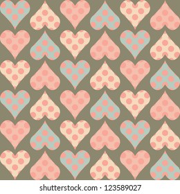 Seamless heart polka dot pattern background