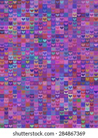 Seamless heart shape image in colorful spectrum - mosaic pattern