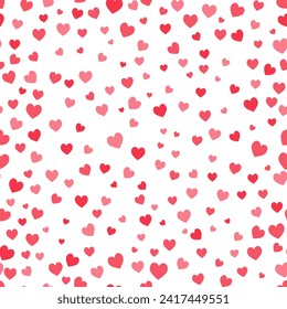 Seamless heart shape pattern. Heart confetti red graphic print.