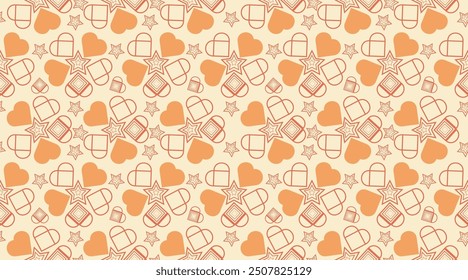 Seamless heart shape vector. Fabric pattern. Wallpaper. Seamless fabric pattern.