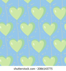 Seamless heart shaped balloons pattern illustration.