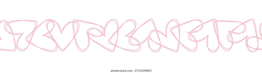 Borde sin costuras en forma de corazón de delicados contornos entrelazados de color rosa. Perfecto para boletines, encabezados de correo electrónico, invitaciones, tarjetas de San Valentín y diseños románticos