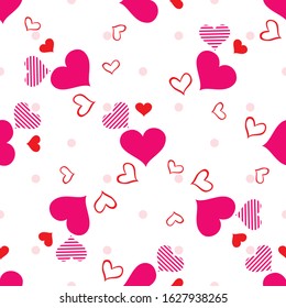 Seamless heart shaped pattern. Design for Valentine's Day or another love romantic projects. Repeating vector illustration for wrapping paper, textile printing and greeting cards.