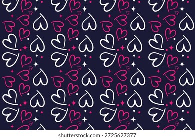 Patrón de San Valentín en forma de corazón sin fisuras con estilo lindo y romántico, ideal para fondos, papel de regalo y diseños temáticos de amor