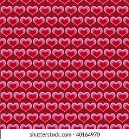 Seamless heart shaped valentines pattern in vector
